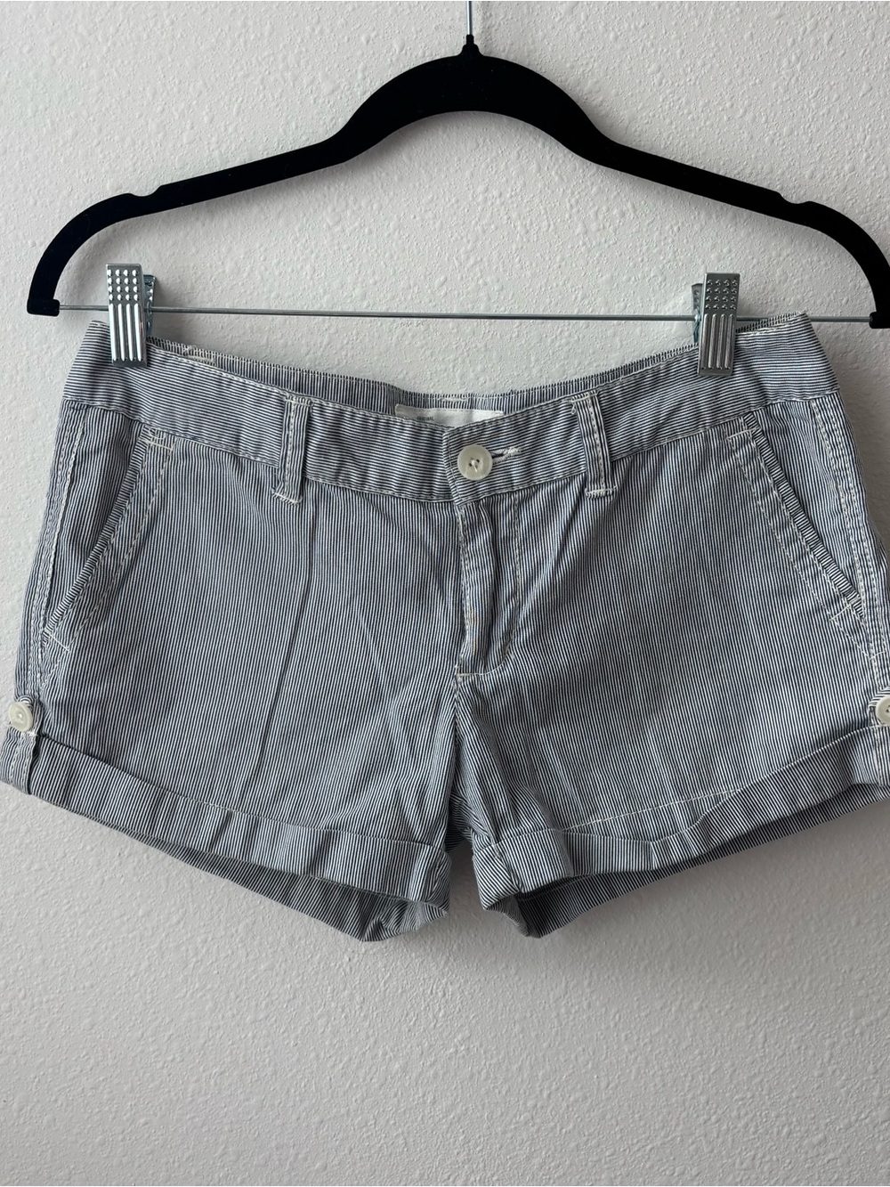 Aeropostale Women’s Blue & White Pinstripe Cotton Shorts